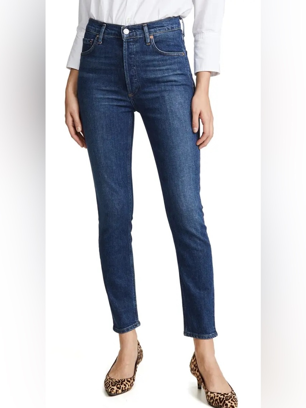 AGOLDE Nico High Rise Slim Jeans Fixation Button Fly Size 32 - Picture 9 of 10